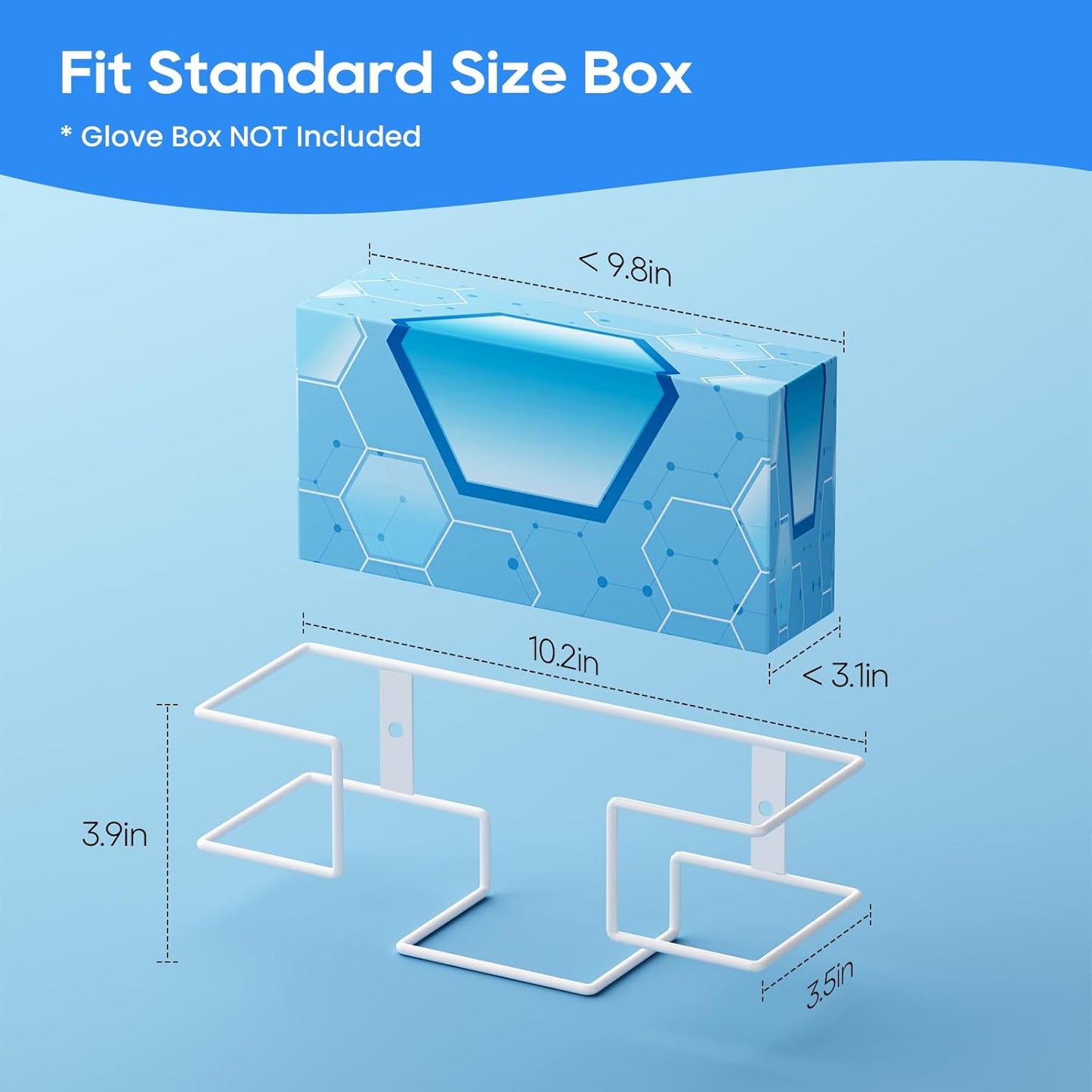 THYGIFTREE Glove Box Holder Wall Mount Disposable Glove Dispenser, Metal Glove Rack for Rubber Latex Gloves Organizer Facial Tissue, White 1pc