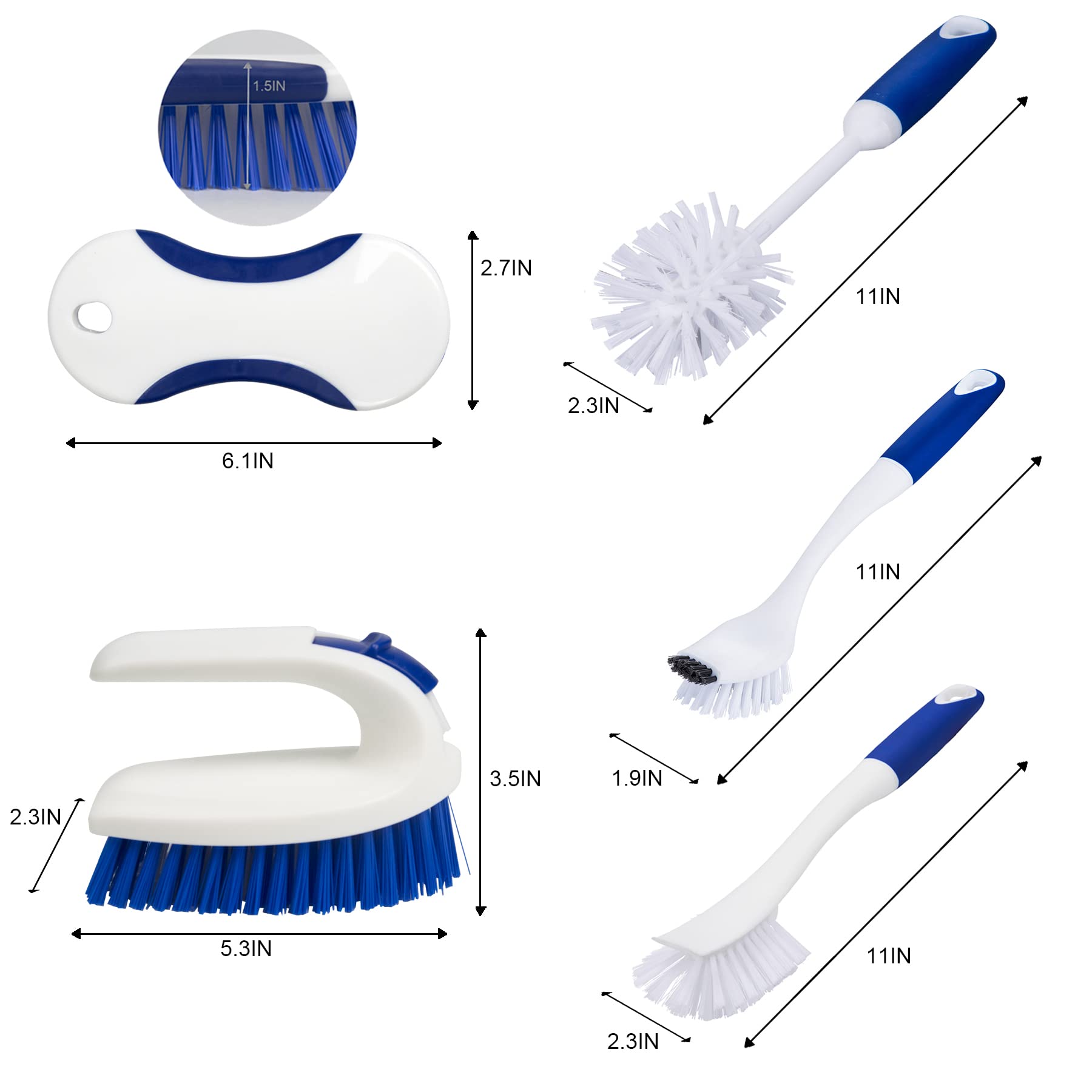 CELOX Kitchen Scrub Brush Set with Ergonomic Handle, Deep Cleaning Brushes, Include Dish Brush