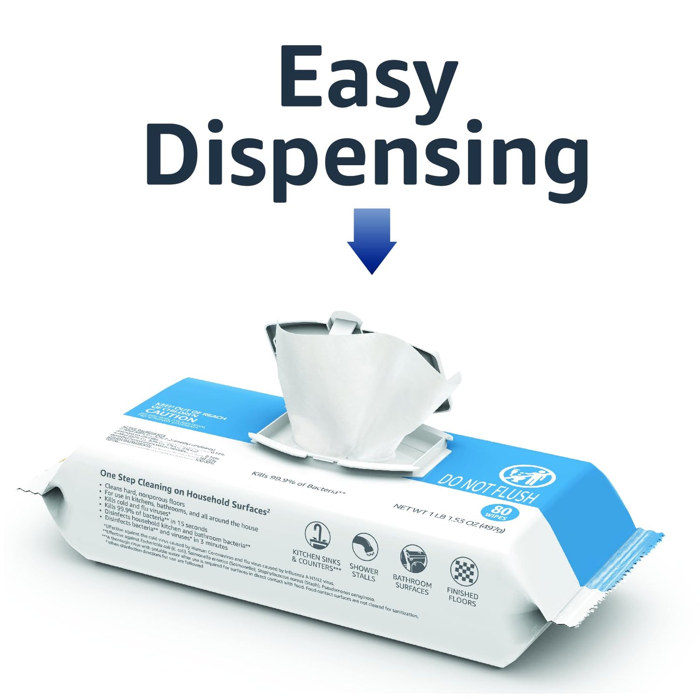 Amazon Basics Disinfecting Wipes, Lemon & Fresh Air Scent, Multi-Surface