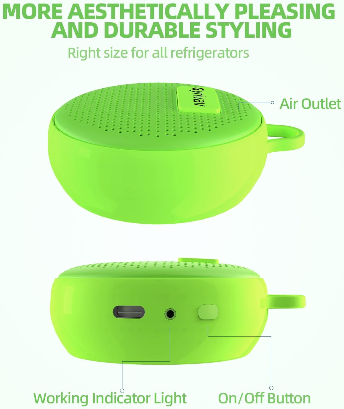 Fridge Deodorizer, Mini USB Odor Eliminator, Refrigerator Deodorizer, Suitable for Refrigerator, Car, Wardrobe, Shoe Cabinet, Better Than Than Charcoal Air Purifiers（Green）