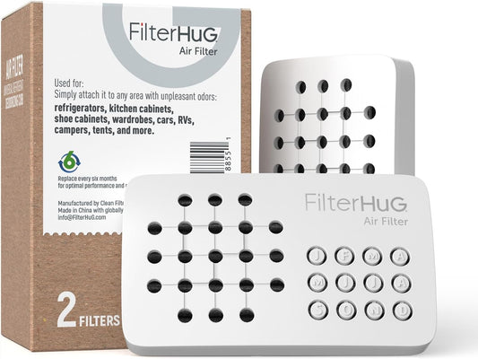 2Pack Premium Fridge Deodorizer & Odor Eliminator with Special Activated Carbon Fiber, Keeps