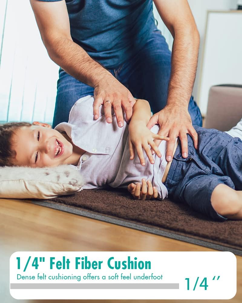 Double-Sided Non Slip Rug Pad Gripper - Upgraded 9x12 Feet 1/4” Thick Dual Surface Felt Under Rug for Area Rugs and Hardwood Floors,Super Cushioned Non Skid Carpet Padding