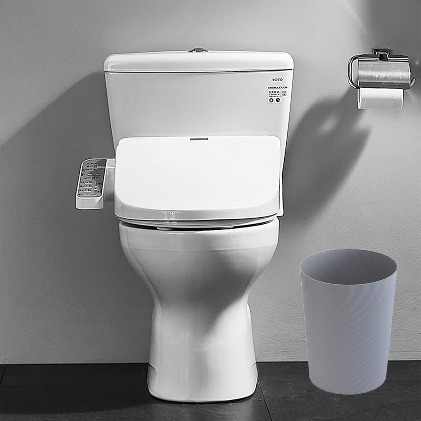 UUJOLY Plastic Small Trash Can Wastebasket, Garbage Container Basket for Bathrooms, Laundry Room, Kitchens, Offices, Kids Rooms, Dorms, (Grey, 1.8 Gallon/2 Pack)