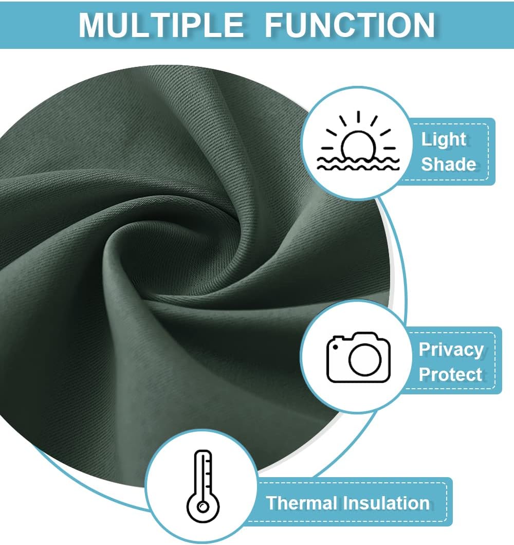 RYB HOME RV Curtains for Camper Windows - Soft Thermal Insulated Small Window Curtain Tiers for Cafe Kitchen Bedroom Basement Glass Door Window, W 42 x L 30 inches, Dark Green, 2 Panels