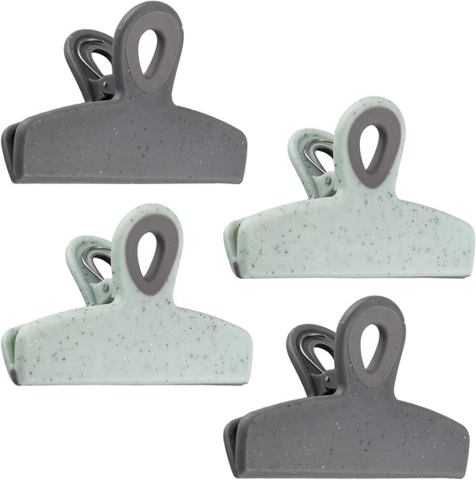 COOK WITH COLOR Bag Clips - Heavy Duty Chip Clip and Refrigerator Magnet Clips for Food Storage with Air Tight Seal Grip, Speckled Gray & Teal, 4 Pack