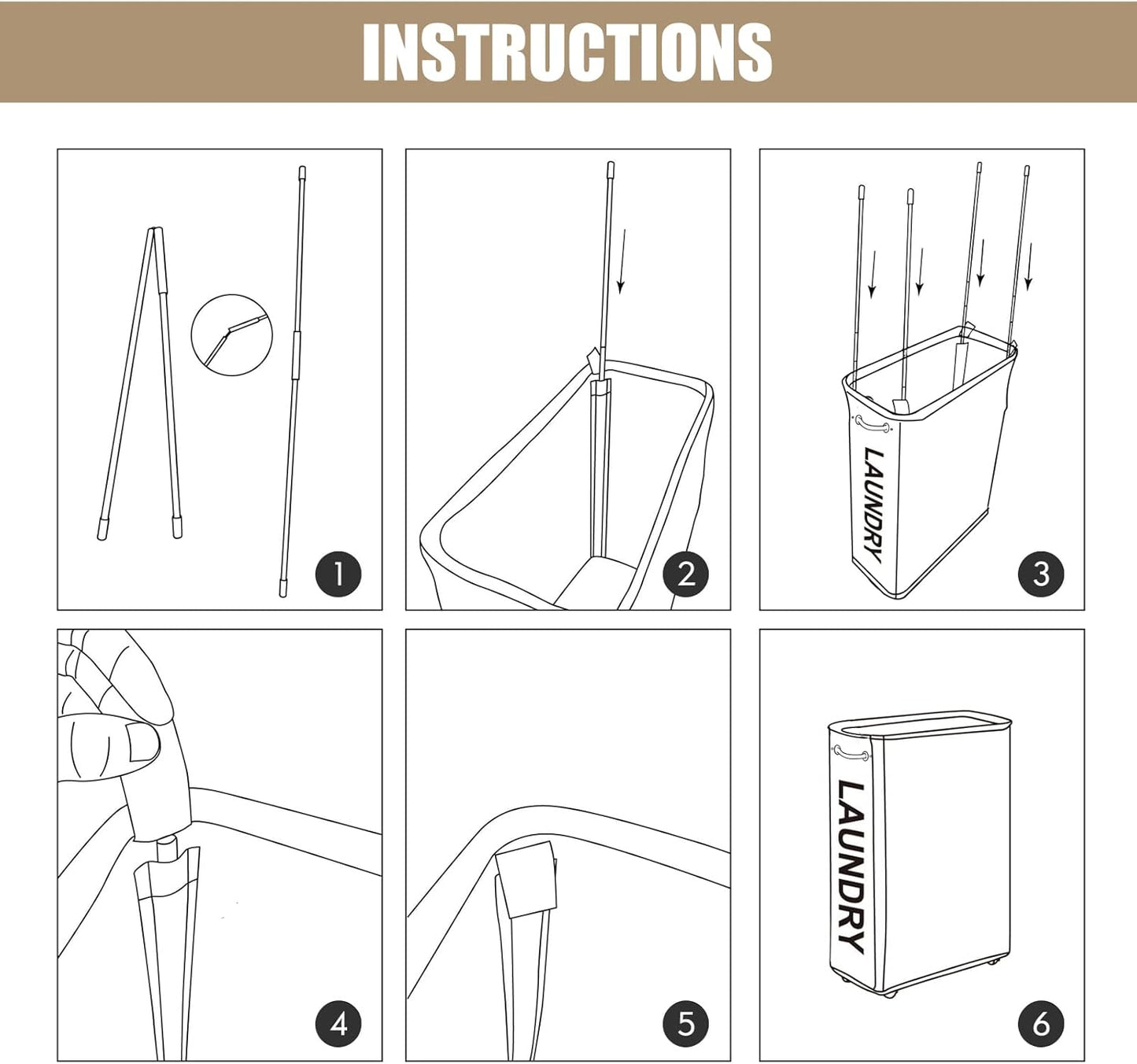 DOKEHOM 25-Inches Slim Laundry Basket on Wheels, Collapsible Rolling Laundry Hamper, Foldable Narrow Corner Clothes Storage Bins (Dark Grey)