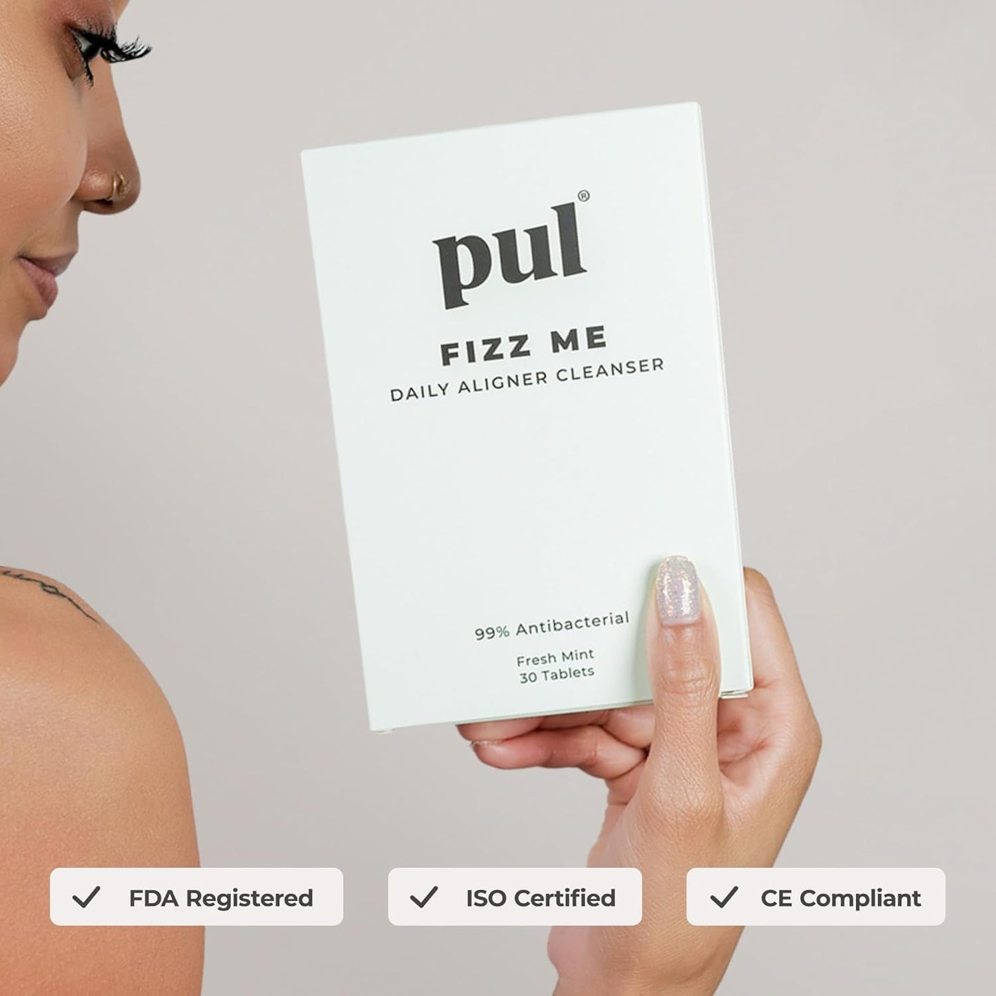 PUL Aligner Cleaner Tablets (Pack of 96) – For Cleaning Invisalign, All Clear Aligners & Retainers – Removes Odor, Stains, Plaque – Cleans Dentures, Night & Mouth Guards, All Dental Removables