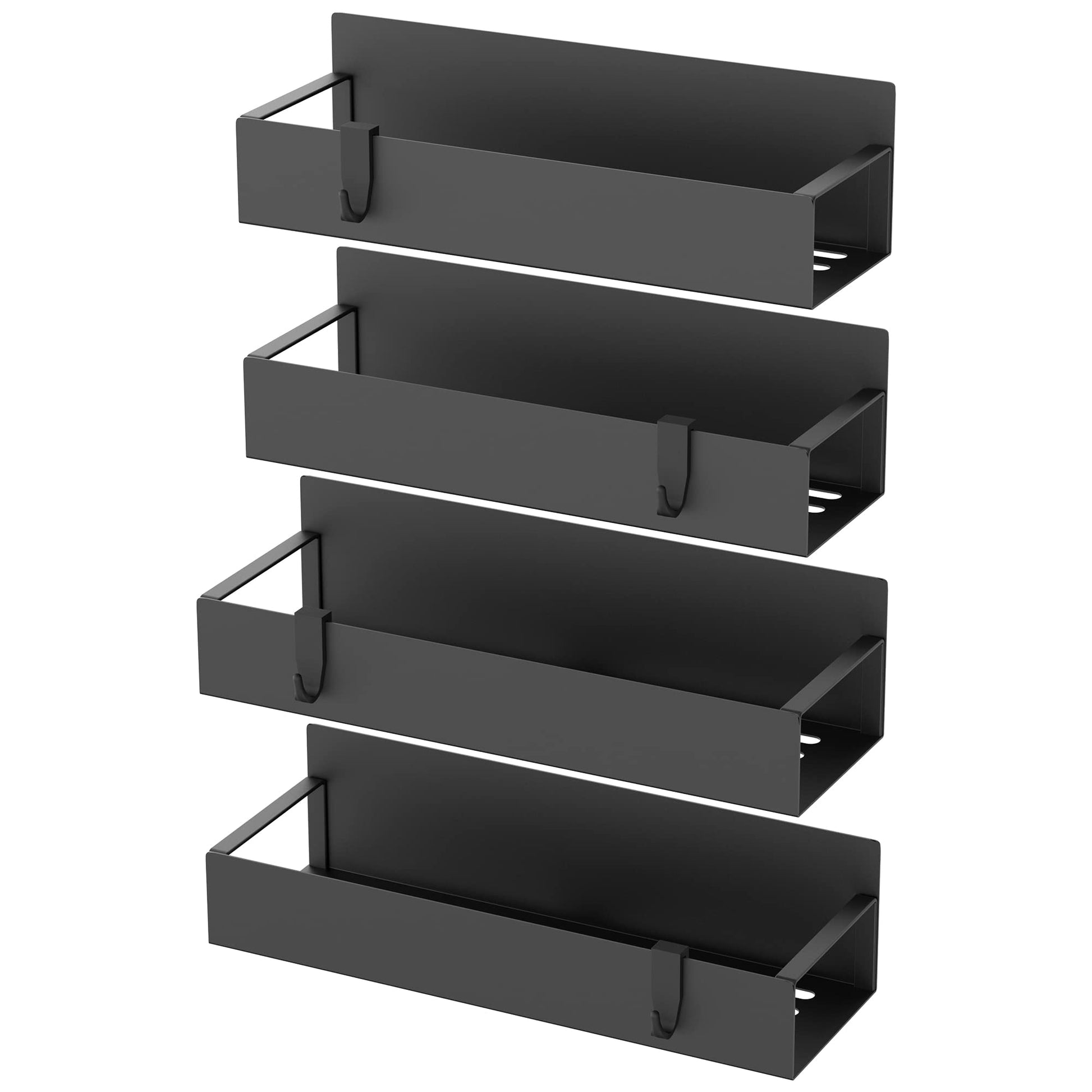 HuggieGems Metal Magnetic Spice Rack for Refrigerator Black, 4 Pack