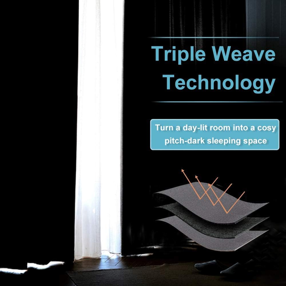 RYB HOME Blackout Curtains for Kitchen, Over Sink Privacy Curtains Window Decor, Thermal Insulating Drapes for Bathroom Cafe Bedroom Small Window, W 42 x L 24 inch, Grey, 2 Panels