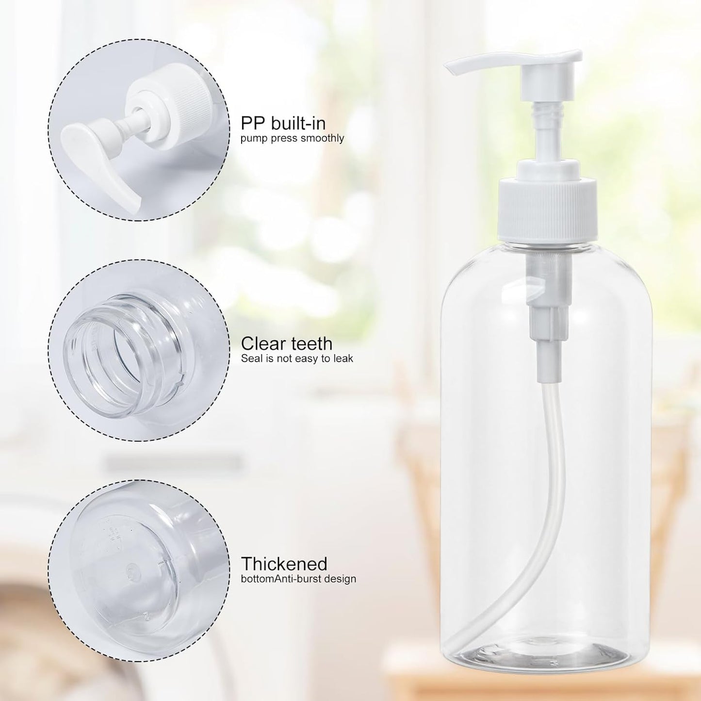 Yebeauty Pump Bottle Dispenser, 2 Pack 13.5oz/400ml Dish Lotion Soap Dispenser Plastic Liquid Shampoo Container for Bathroom Kitchen Hotel Body Wash, Clear
