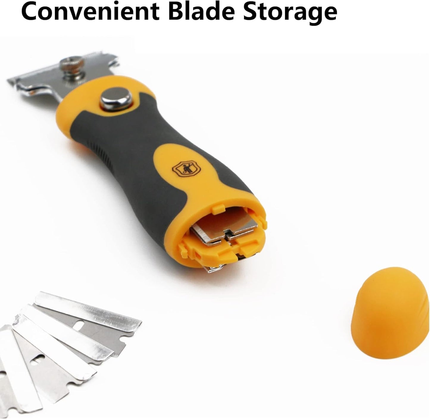 MulWark Razor Blade Scraper, 4 Handles Razor Scraper Set With Extra 24pcs Blades Heavy Duty Paint & Glass Scraper Tool With Extendable Handle for Windows, Oven Cleaning & Surface Prep