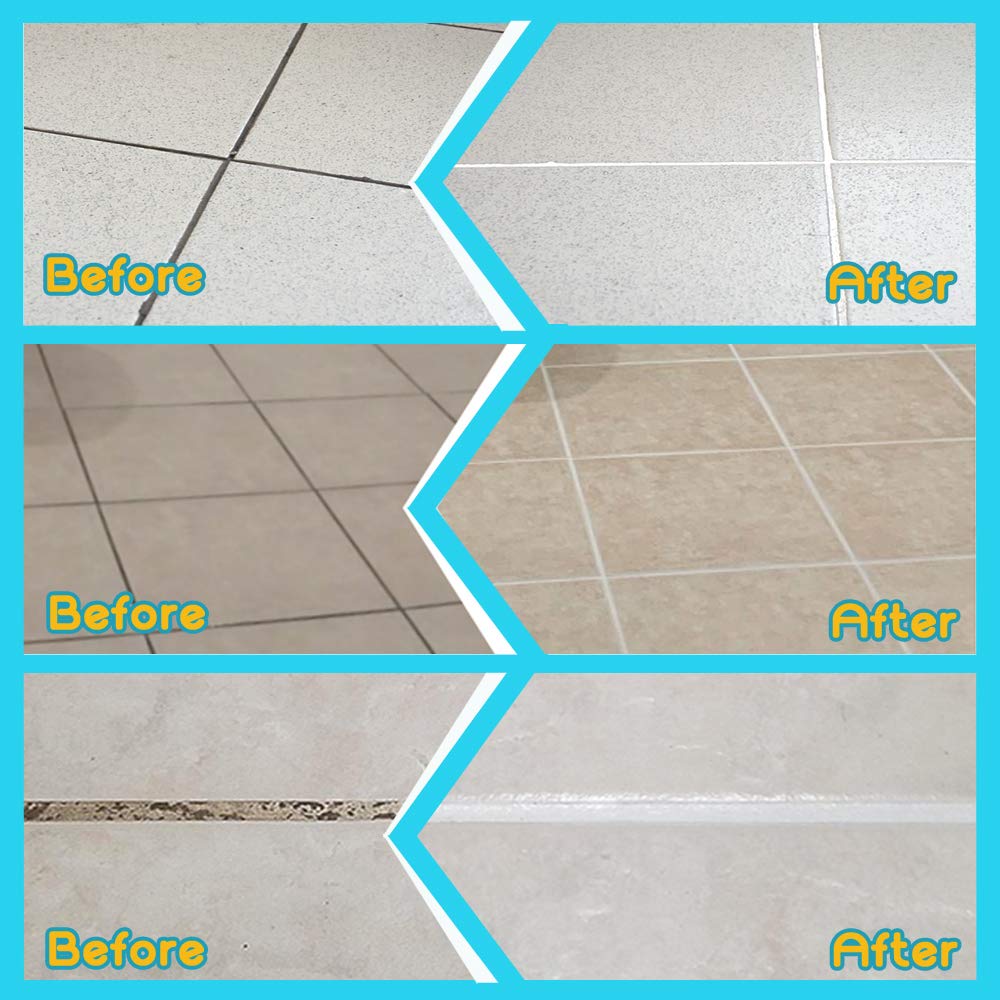 NADAMOO Grout Renew Pen White, 2 Large 20ml Paint Pens, Touch Up Repair Marker for Tile Gap Coating - Restore Grout Line, With 2 Replacement Nibs and 1 Cleaning Brush