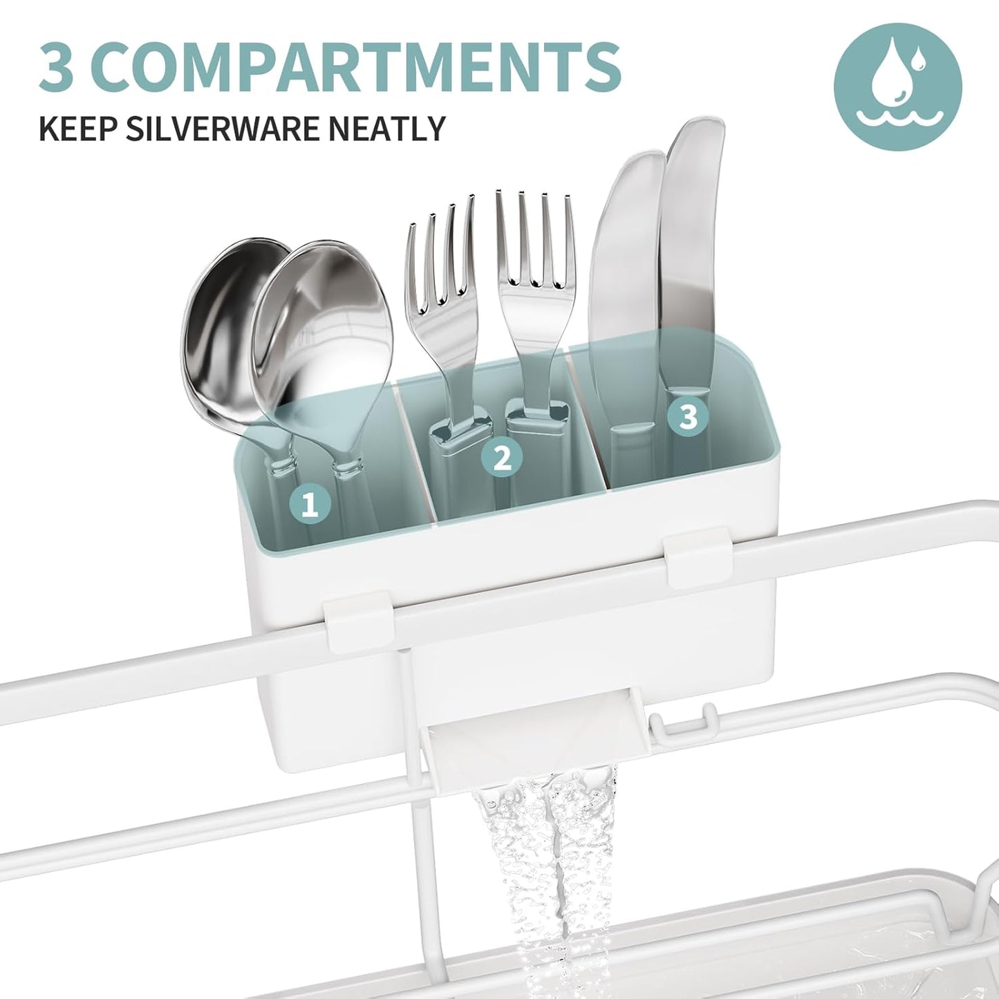 Dish Drying Rack for Kitchen Counter, Large Dish Racks with Drainboard, Kitchen Sink Dish Strainer Rack, Countertop Dish Drainer Rack with Cup & Utensil Holders, Dish Dryer Rack Large Sizw White