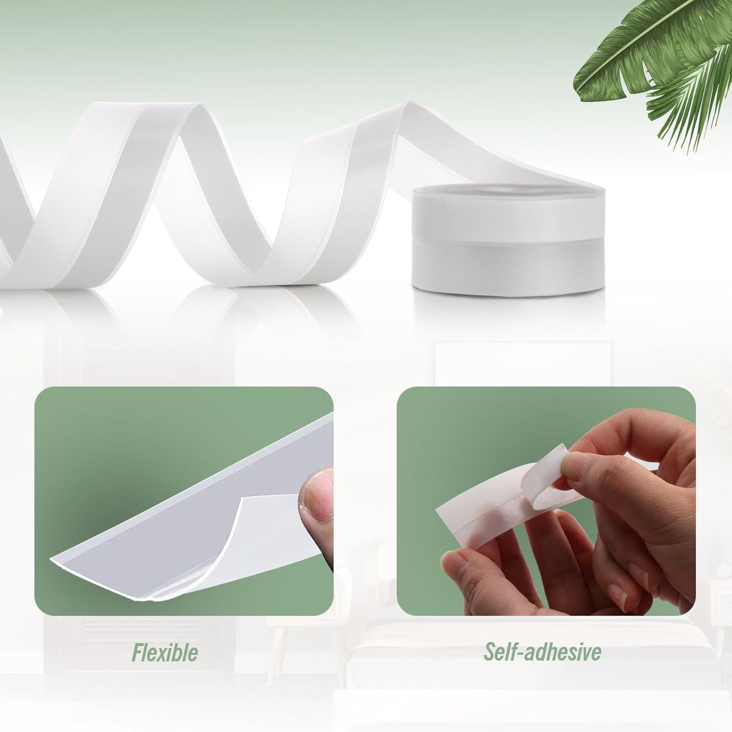 Silicone Weather Stripping Door Seal Strip, 16.4 Feet Self Adhesive Sealing Sticker Sealing Tape for Door Draft Stopper Adhesive for Doors Windows Shower Glass Gaps (Transparent, Width 45mm)