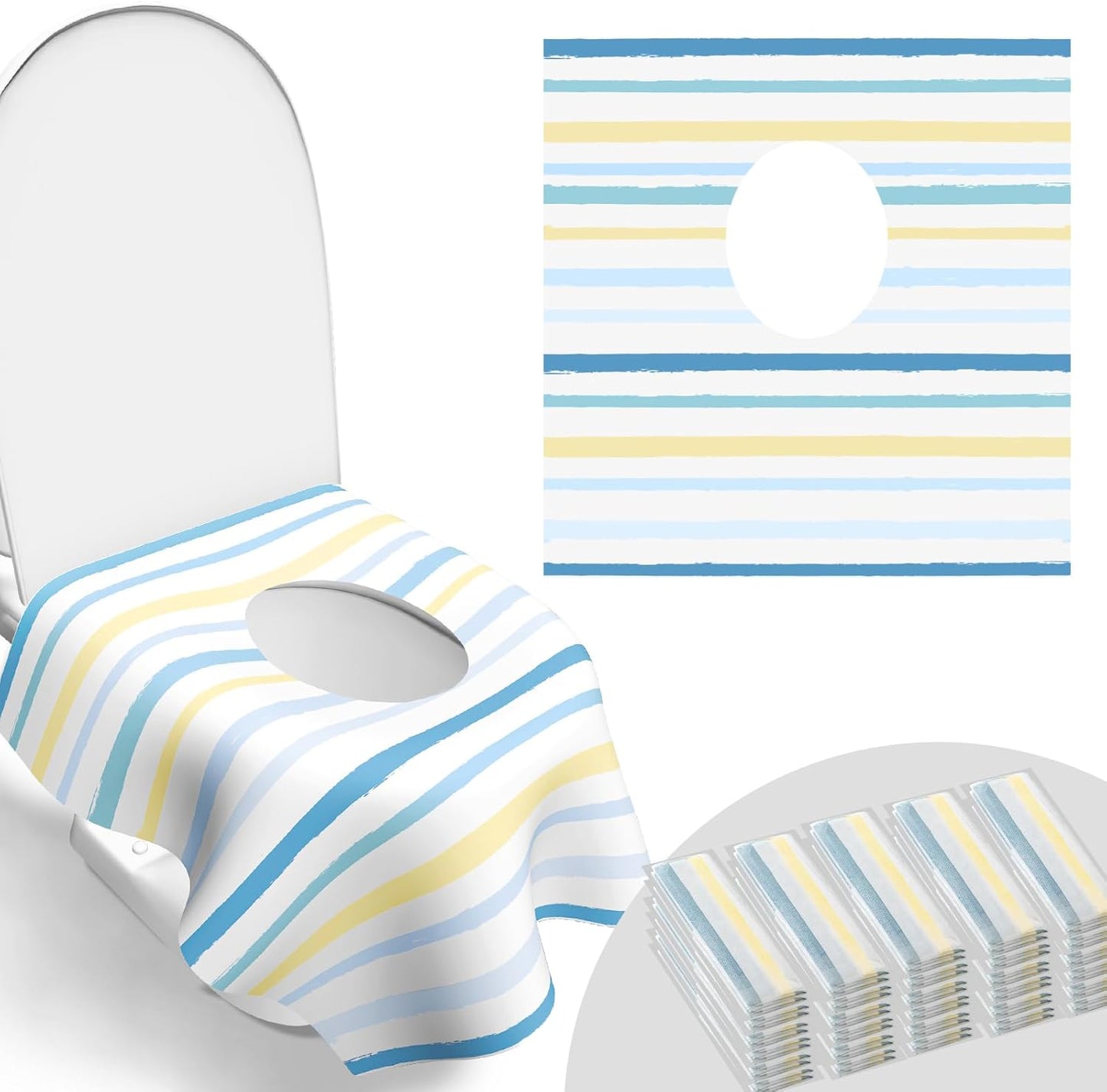 Toilet Seat Covers Disposable, Large Waterproof Potty Covers for Toddlers, Kids, and Adults, Toddler Potty Training for Public Restroom, Airplane, Trip, Individually Wrapped for Travel (Wave)