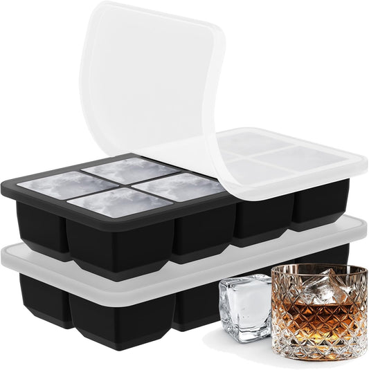 2 Pack Silicone 2 Inch Large Ice Cube Molds for Cocktails Wine Fruit and Bourbon Whiskey Easy