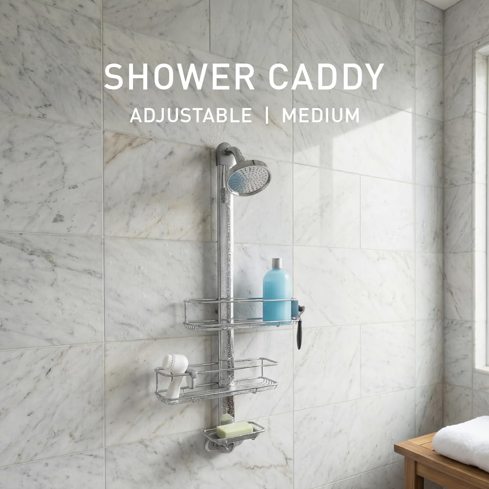 simplehuman Adjustable Shower Caddy, Stainless Steel and Anodized Aluminum