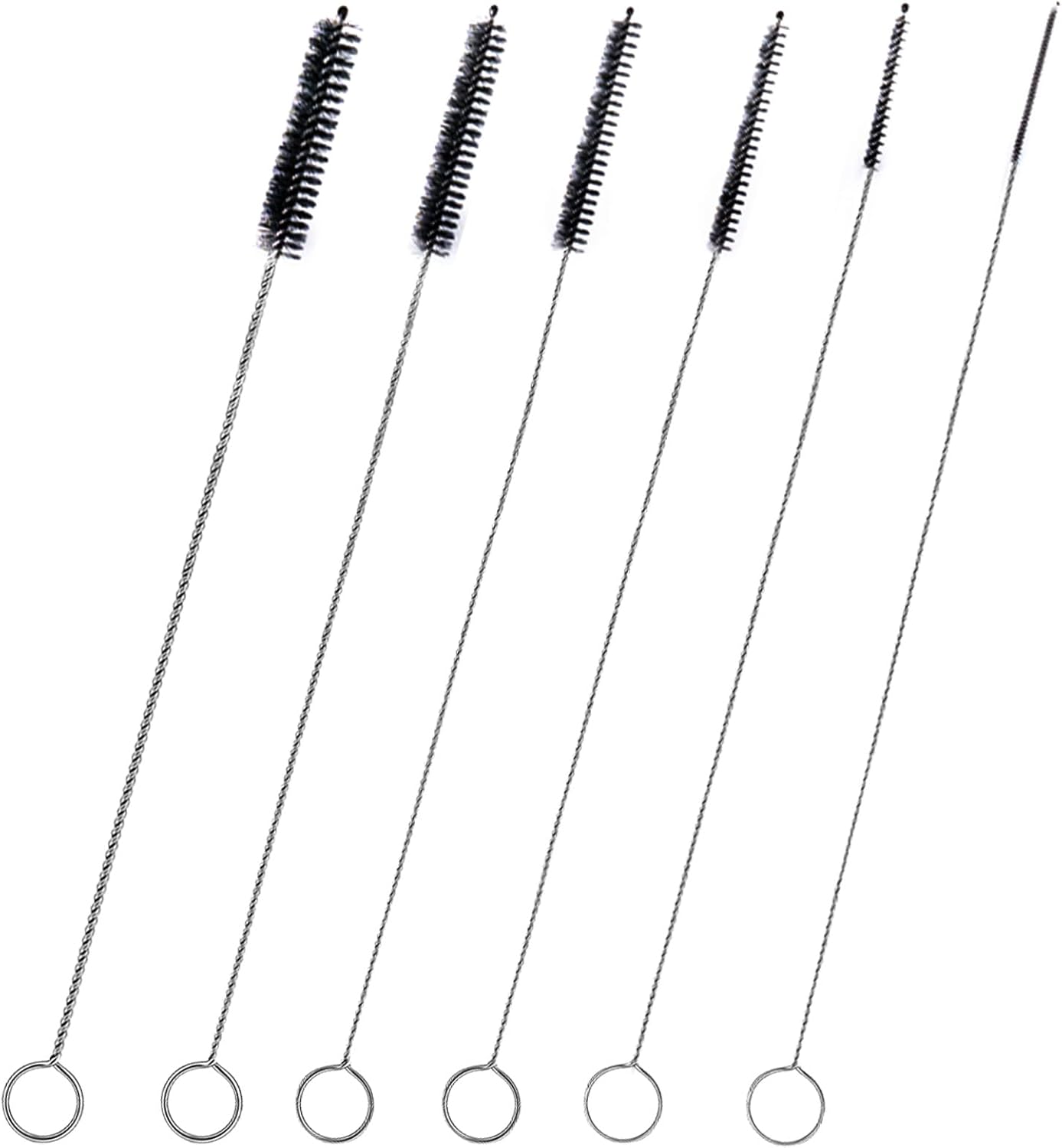 Straw Cleaner Brush Set,6 Piece Long Drinking Straws Cleaning Brush Pipe Tube Tiny Brushes 10-inch,Black