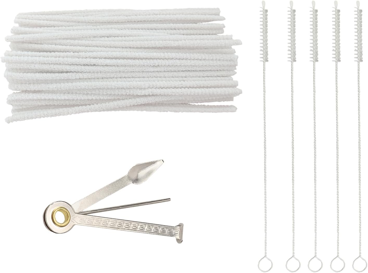 WAFJAMF Multifunctional Pipe Cleaning Kit,50 Pieces of Cleaning Strip 1 Pcs 3-in-1 Pipe Tamper Reamer and 5 Pcs Straw Brush