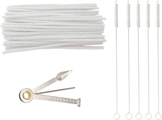 WAFJAMF Multifunctional Pipe Cleaning Kit,50 Pieces of Cleaning Strip 1 Pcs 3-in-1 Pipe Tamper Reamer and 5 Pcs Straw Brush