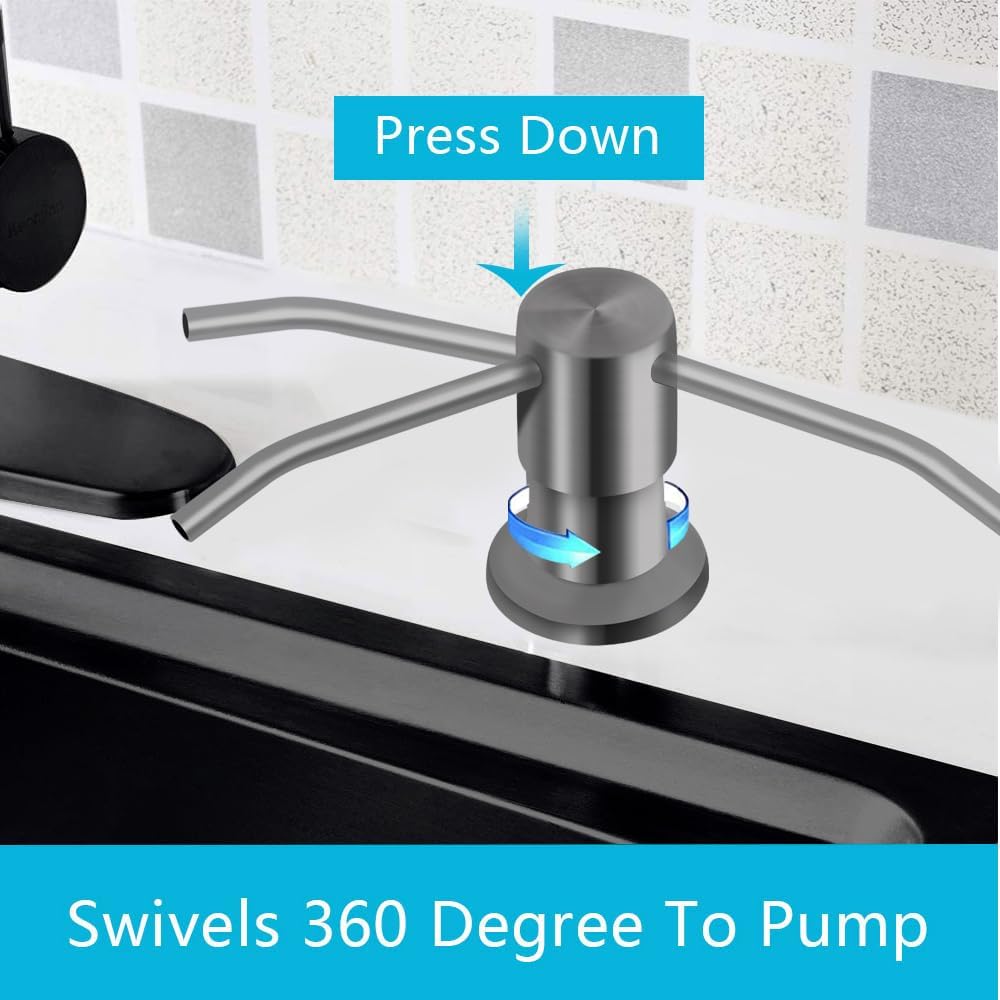 Soap Dispenser for Kitchen Sink, in Sink Soap Dispenser Pump, 47" Silicone Extension Tube Connect to The Soap Bottle Directly, Say Goodbye to Frequent Refills (Gray)