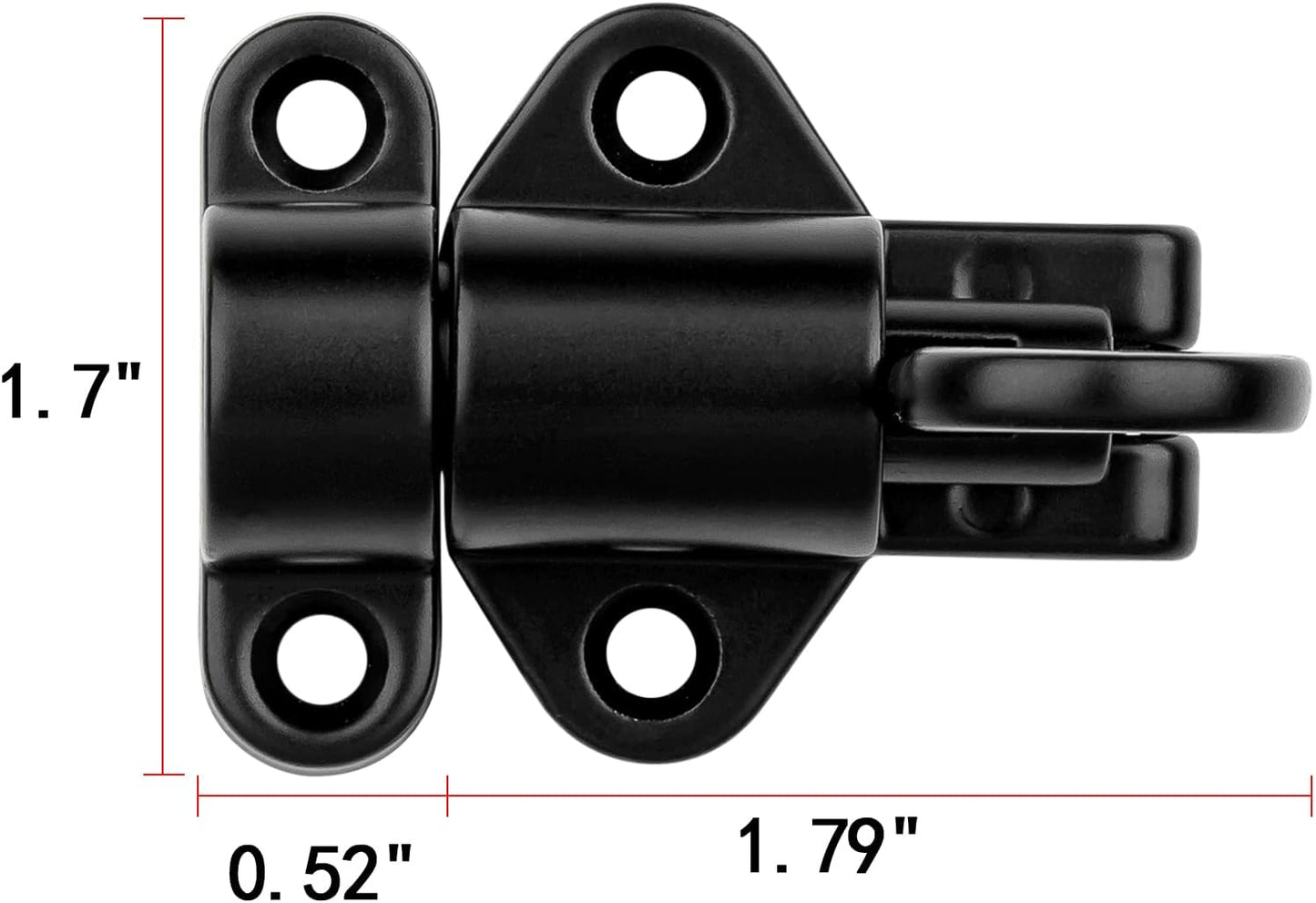 3 Packs Self-Closing Latches，Black Spring Door Lock，Resilient Bolt Latch Aluminum Alloy Safety Automatic Spring Barrel Slide Door Lock with Screws,Used for Gate,Window and Cabinet etc…