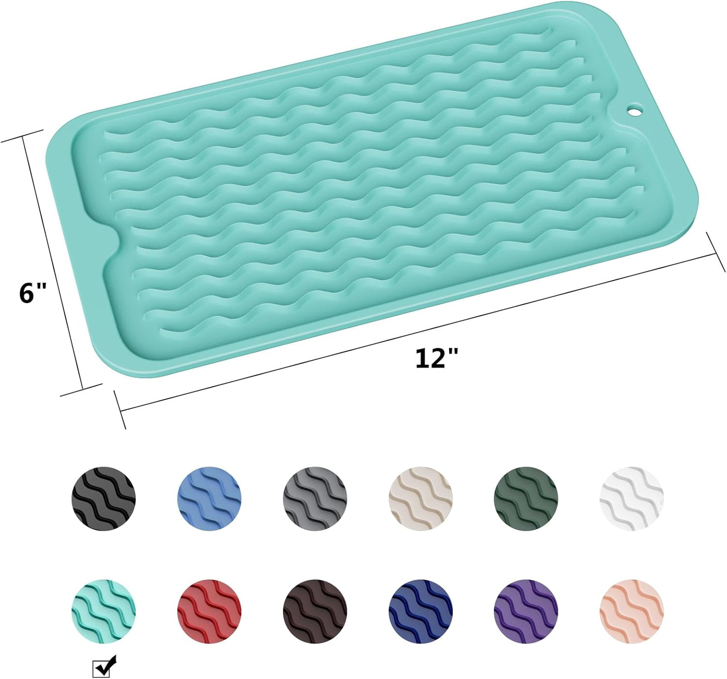 ZLR Silicone Dish Drying Mat for Kitchen Counter, Eco-Friendly Fast Dry Dish Mat, Easy Clean Multi Usage Drying Matt, Heat Resistant Trivet, 6" x 12" Extra Small, Mint Green