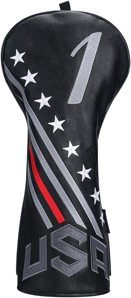 Big Teeth Golf Cover USA Stripe and Star Headcover Covers, Driver Fairway Wood Hybrid Headcovers