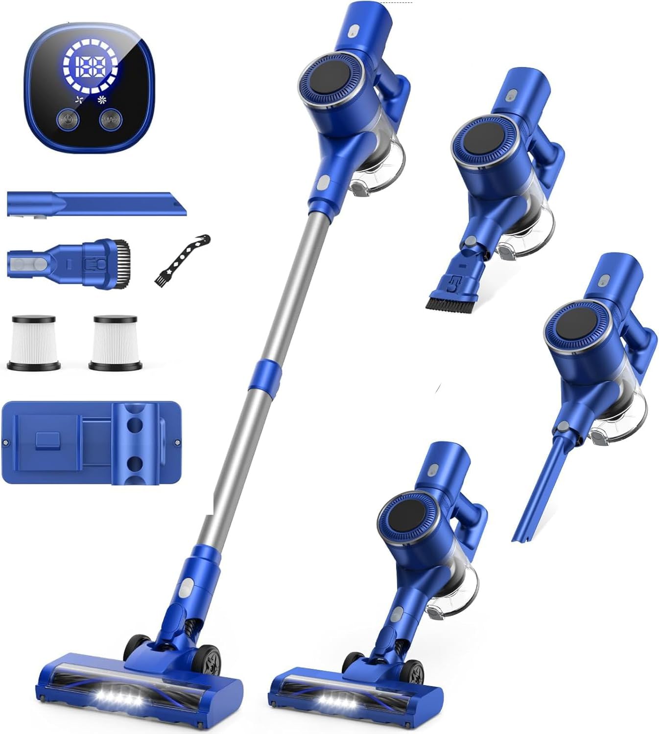 Natrogix Cordless Vacuum Cleaner, 35Kpa Vacuum Cleaners for Home, Lightweight Household Stick Vacuum Cleaner, LED Display, Rechargeable, Handheld Vacuum for Pet Hair Carpet Hardwood Floor, AS2208