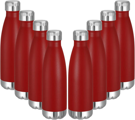 VEGOND 17oz Stainless Steel Water Bottles Bulk, Reusable Metal Sports Water Bottle Keeps Drink Hot and Cold, BPA Free Double Wall Vacuum Cola Shape Insulated Water Bottles for Camping Gym, 8 Pack