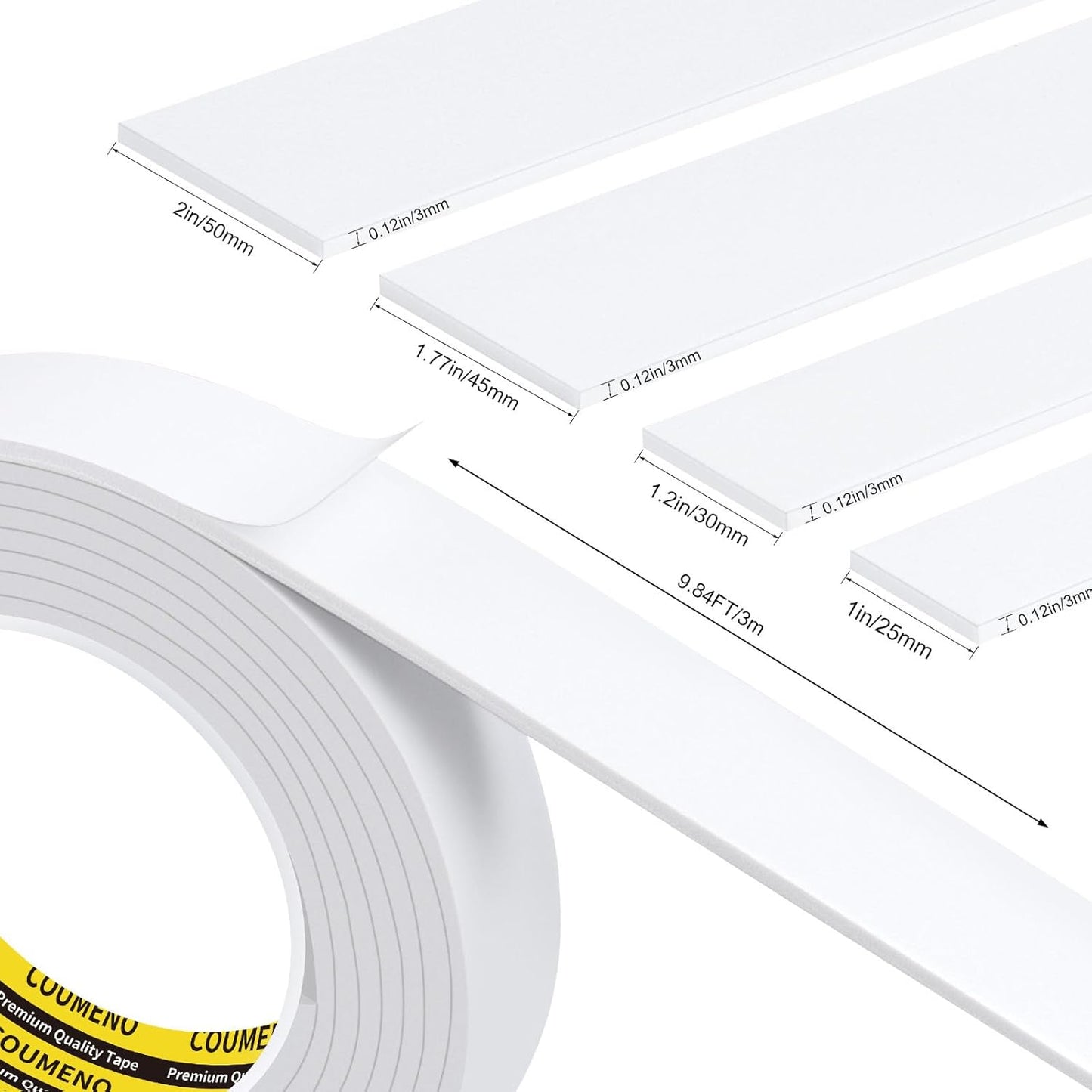 Single-Sided Adhesive White Foam Tape (EVA Material), 1inX9.84FT Single-Sided Sealing Foam pad Sponge Tape for Window Waterproofing, self-Adhesive, Suitable for Sealing Doors and Windows