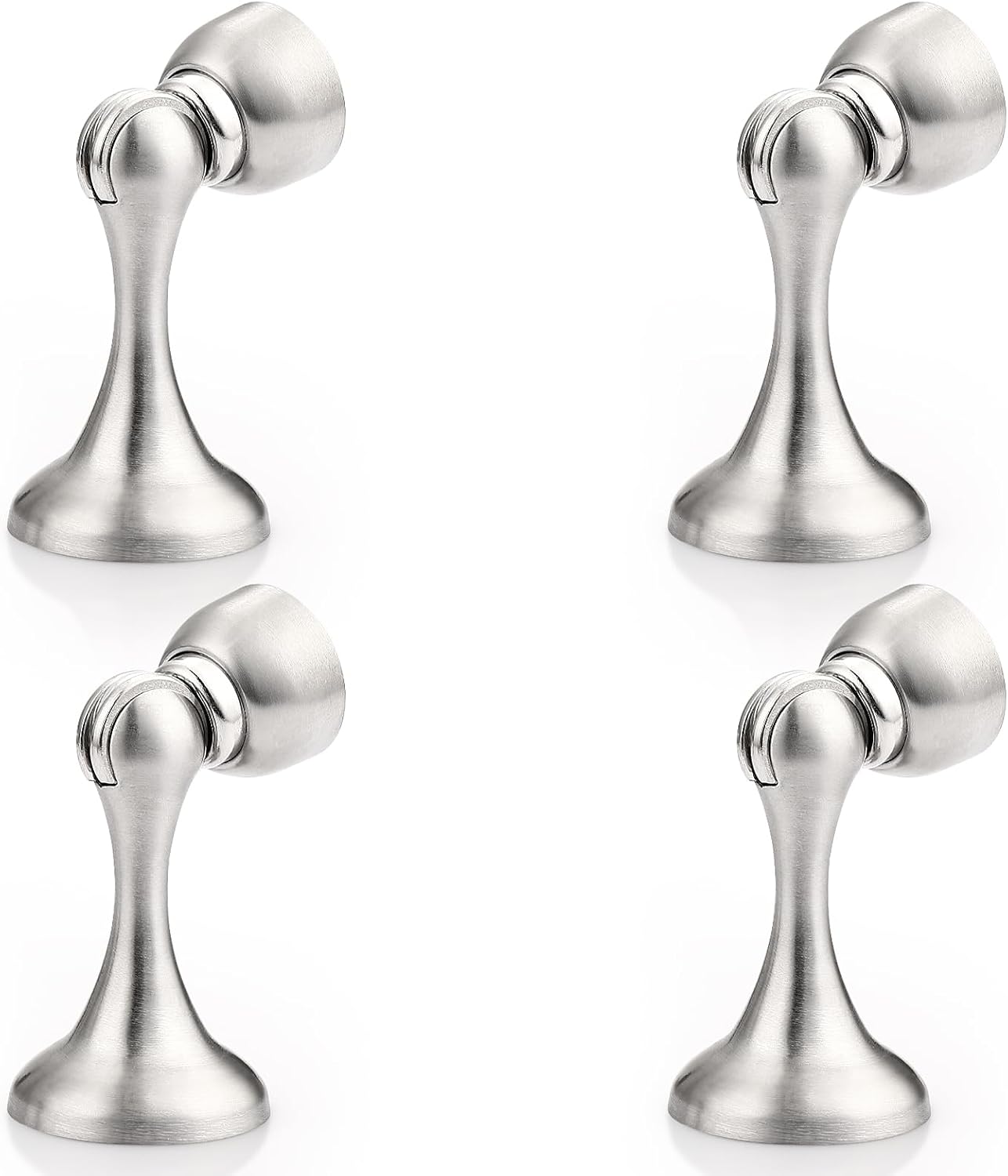 Probrico Brushed Nickel Magnetic Door Stoppers for Bottom of Door, Stainless Steel Magnet Door Catch Door Stops to Keep Door Open, Heavy Duty Door Holder, Wall and Floor Mounting, 4 Pack