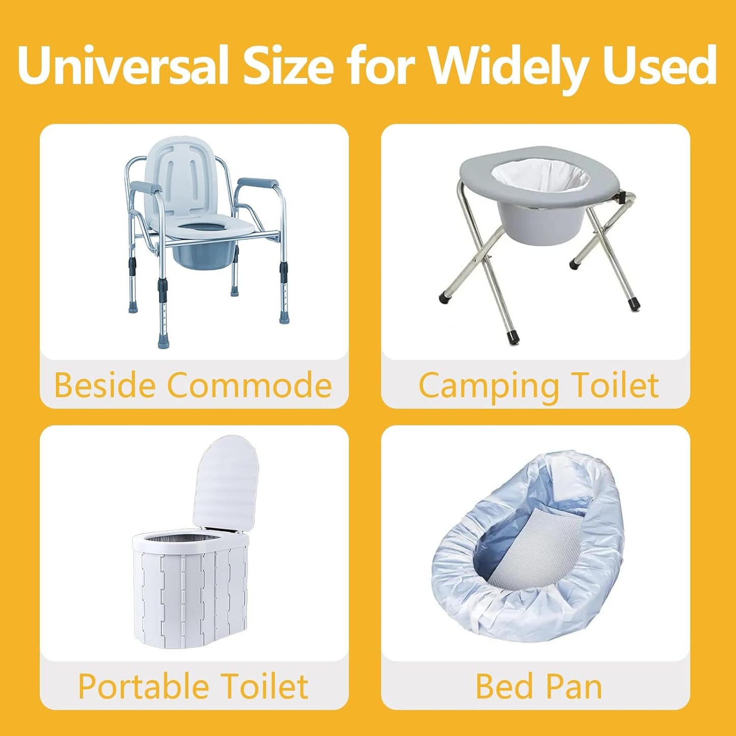 Senvok Commode Liners with Highly Absorbent Pads - 60 Pack | Lemon Scented | Leak-Proof Medical Grade Disposable Liners for Bedside Commode & Adult Toilet Care