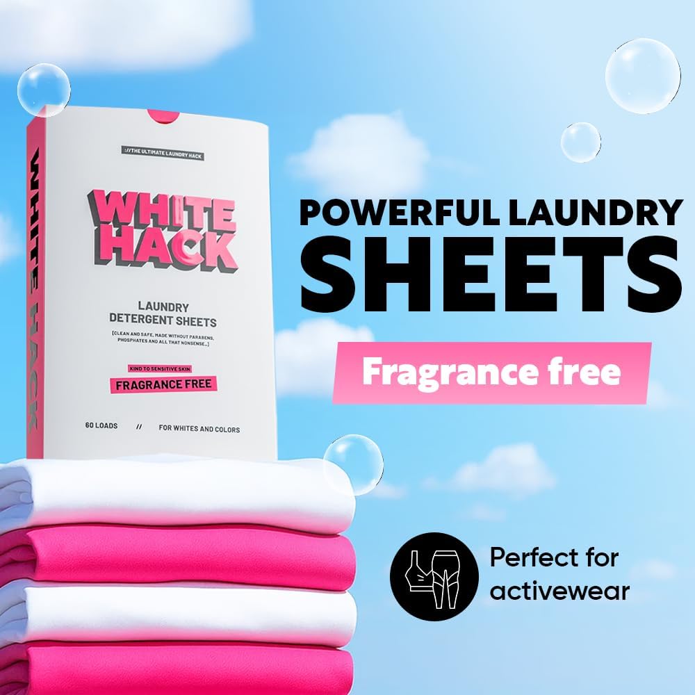 Fragrance Free Laundry Detergent Sheets | Clothes Detergent Laundry Soap Sheets for Travel - Mess-Free, Ultra Concentrated, Recyclable Packaging, Stain Fighting | Unscented, 120 Count