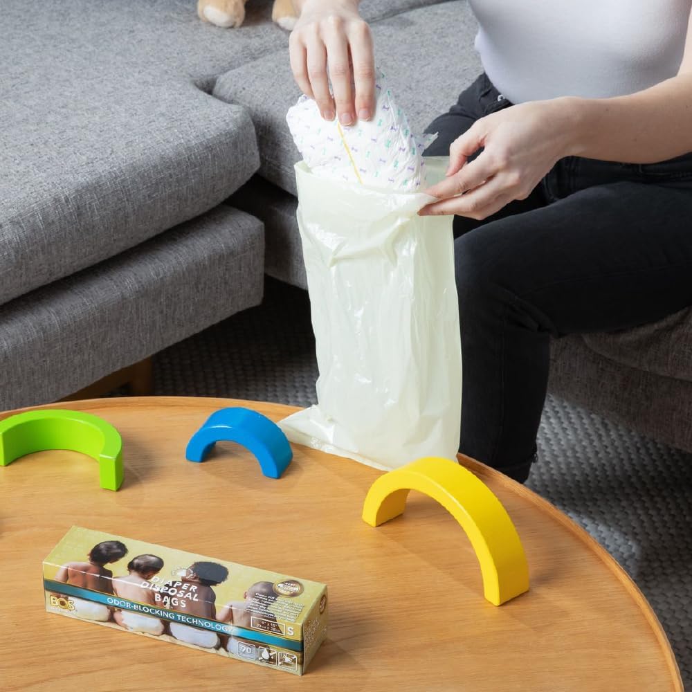 BOS, Odor-Sealing Dirty Diaper Trash Bags - Disposable Bags - Scent & Smell Free (Color: Cream Yellow) (Pack of 1)