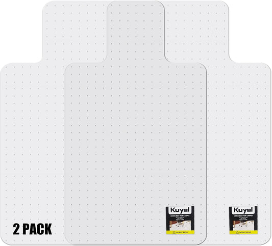 Kuyal Office Chair Mat for Carpet, 2 Pack 45x53 Clear Heavy Duty Computer Chair Mat with Lip, Under