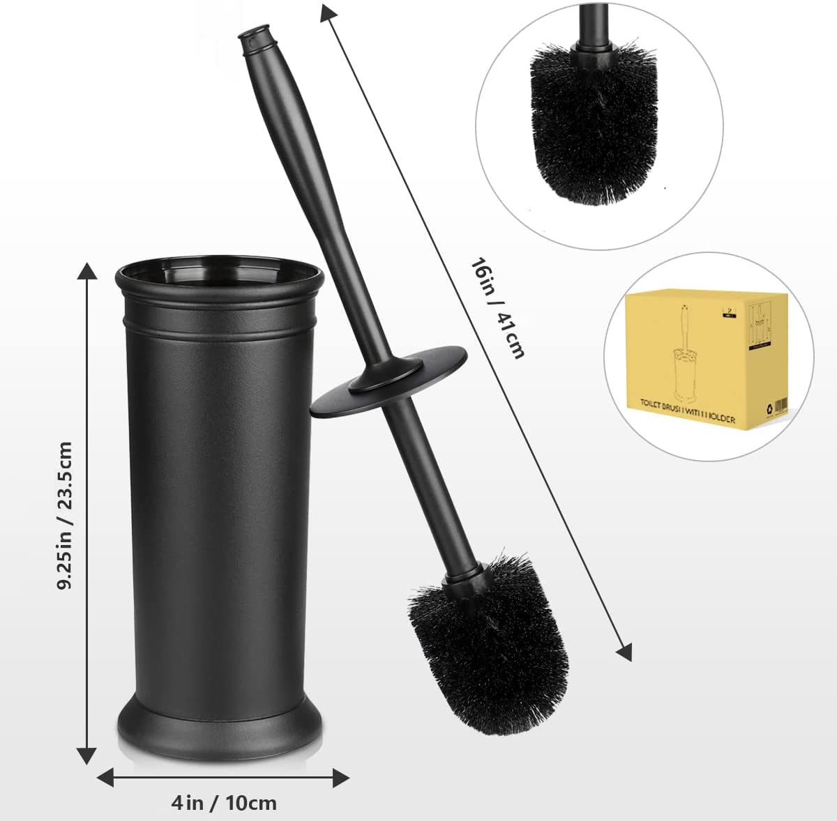 Toilet Brush and Holder 2 Pack, Toilet Bowl Brush with Extra Long Handle, Toilet Scrubber and
