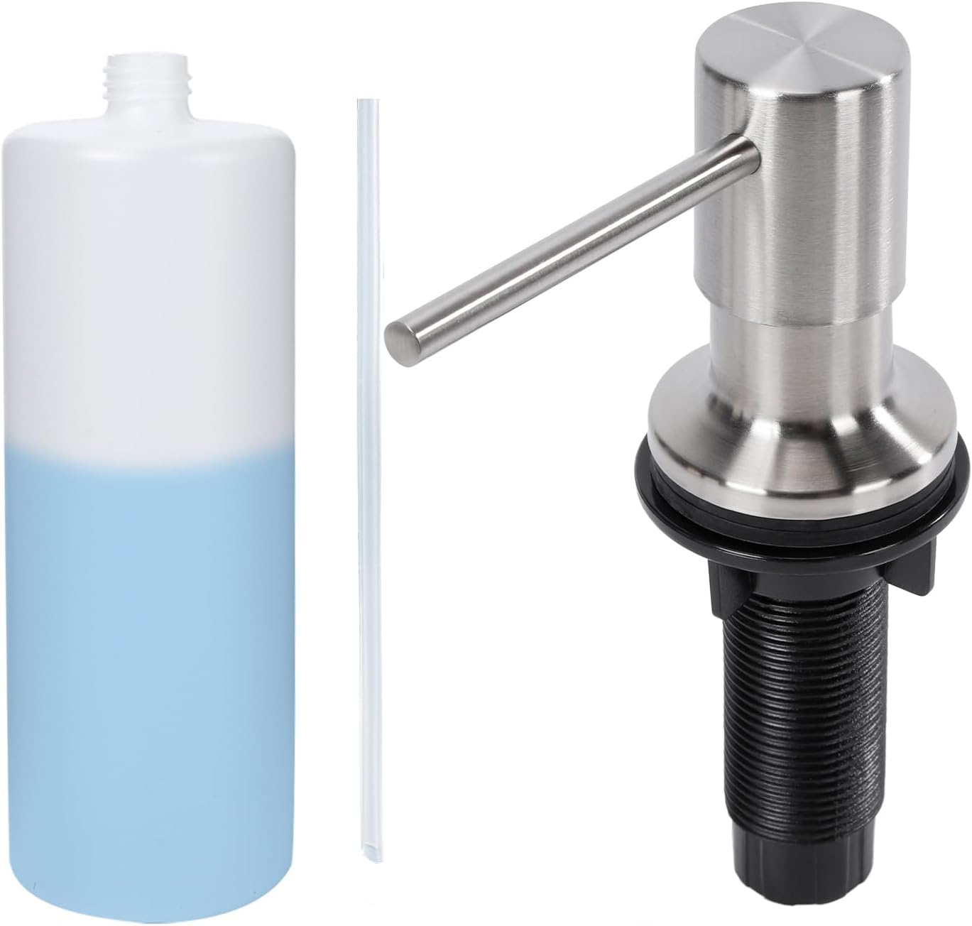 Soap Dispenser for Kitchen Sink Built in Sink Soap Dispenser, Countertop Soap Dispenser with 500ML/18OZ Bottle Refill from Sink Soap Dispenser(Silver)