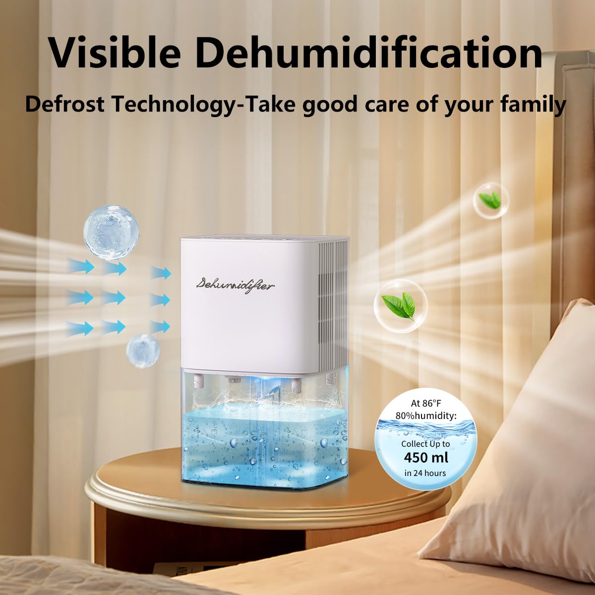 Dehumidifier 1657ML 58OZ Small Dehumidifier for Home 230 Ft² Safety Dehumidifiers Adjustable 10
