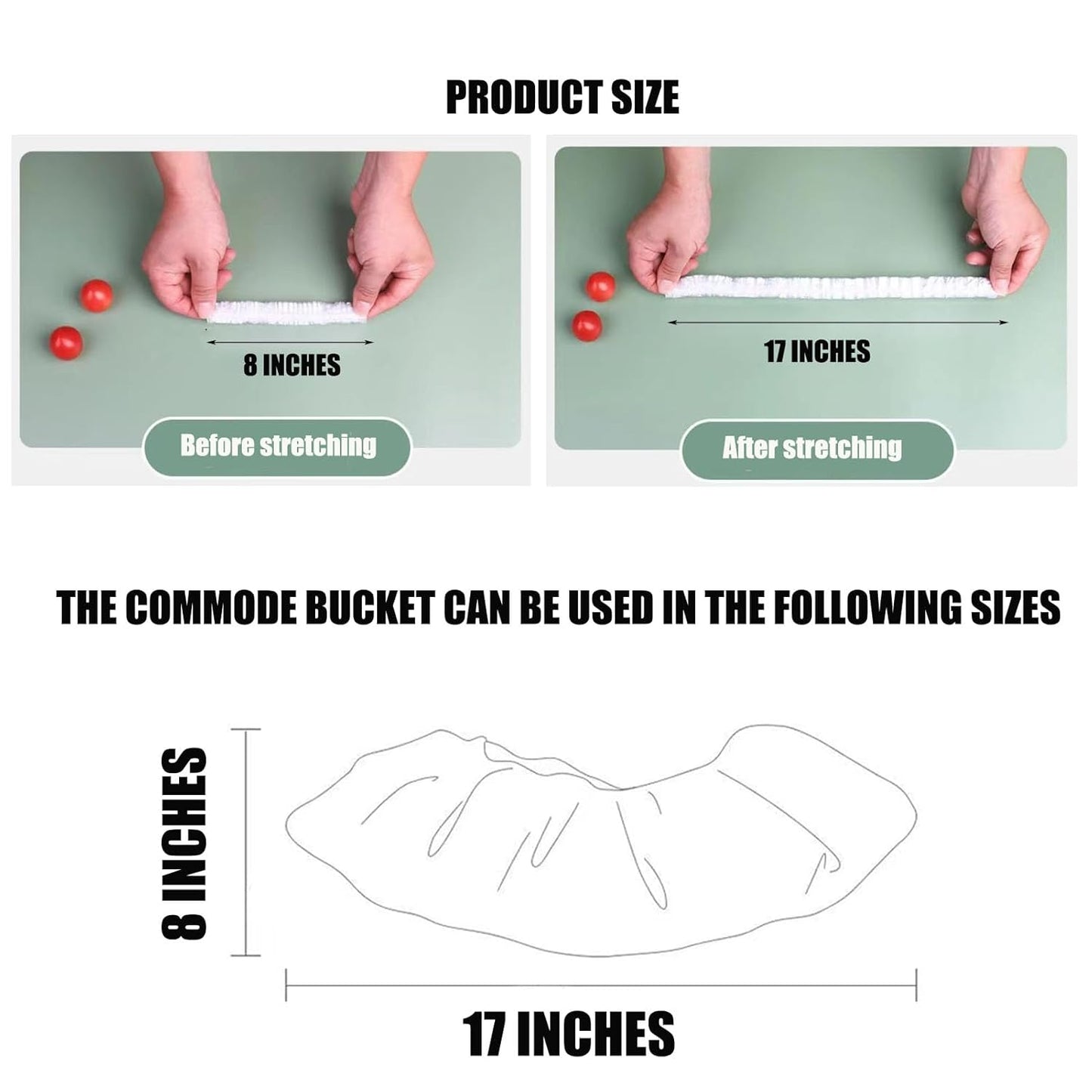 Potty Chair Liners with Elastic, Portable Potty Training Bags, Potty Refill Liners Disposable for Toddlers Kids and Baby,Toilet Seat Cover,17x8Inches,Clear,200pieces