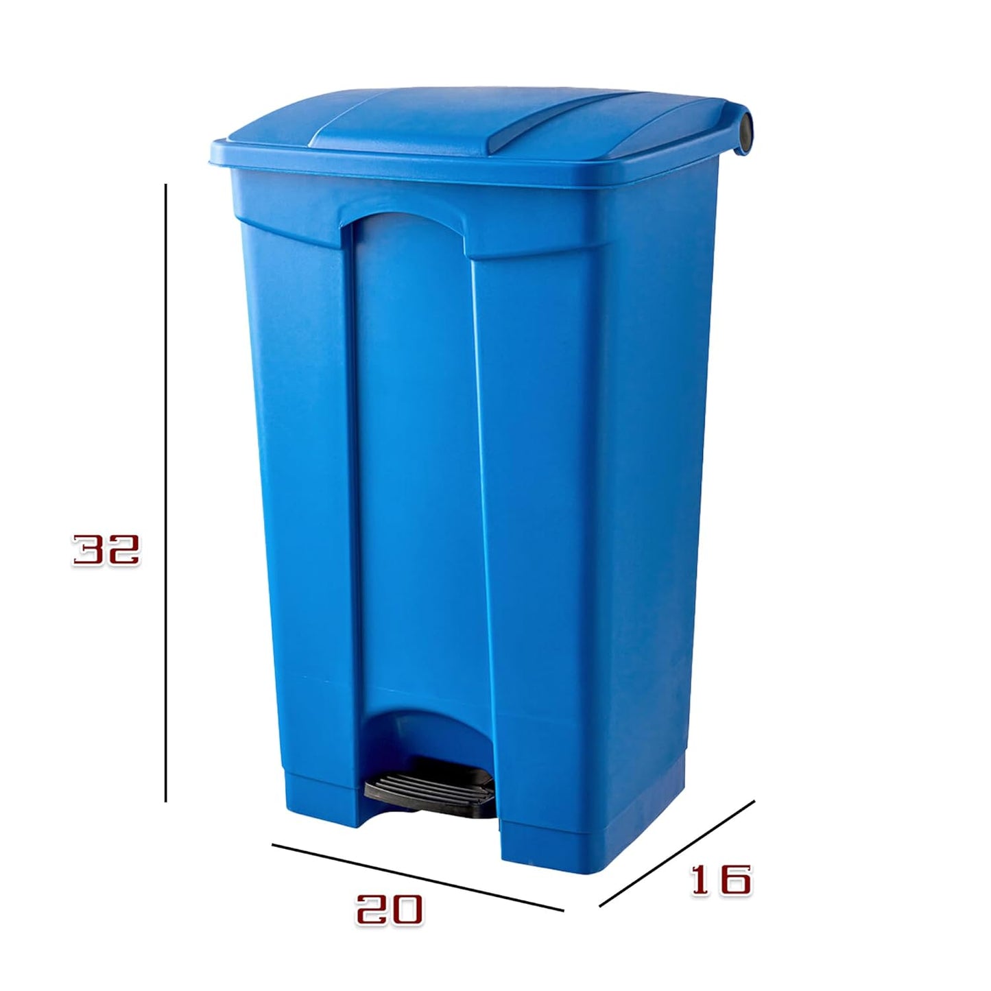 PRO&Family Step-On Trash Can with Lid, Plastic Waste Bin, Foot Pedal Operation (Blue, 23 Gallon)