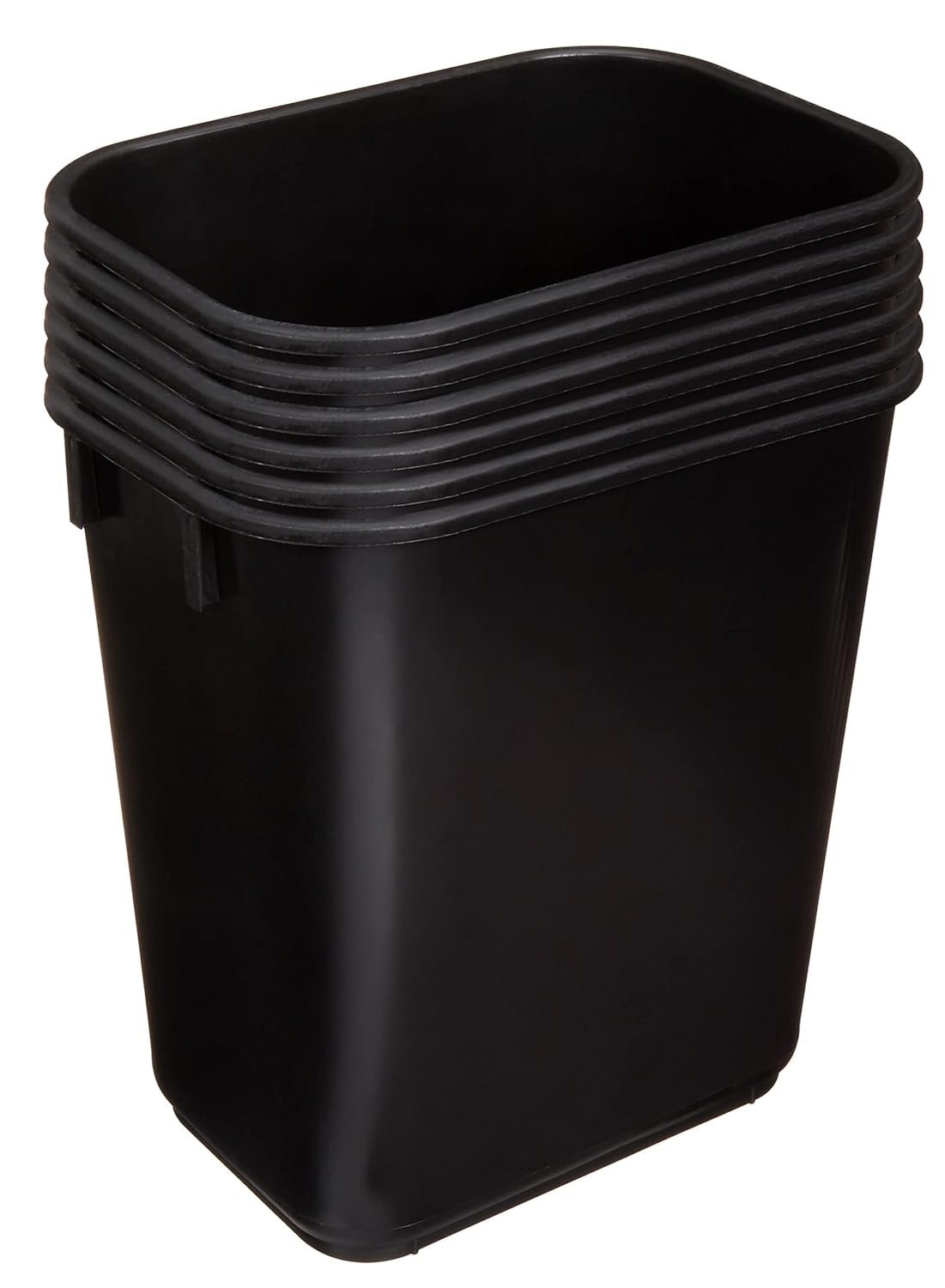 Amazon Basics Small Trash Can, Rectangular Commercial Office Wastebasket, 3 Gallon (Pack Of 6), Black (Previously AmazonCommercial brand)
