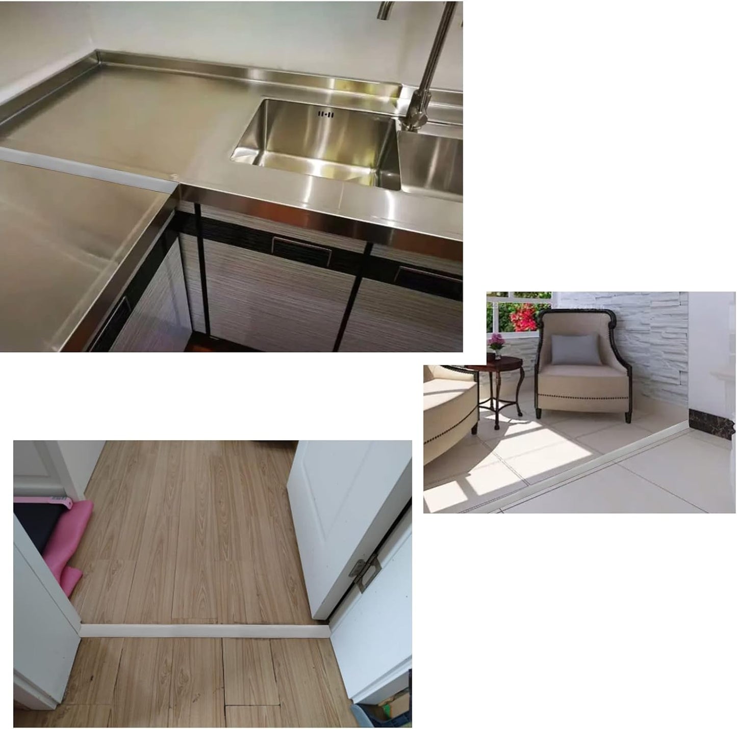Floor/Door Flat Transition Strip & Self-Adhesive Vinyl Edge Trim - Laminate Gap Covering Joining Strip