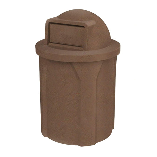42 Gallon Circle 100% Recycled Plastic Heavy Duty Outdoor Commercial Trash Can with Push Open Dome