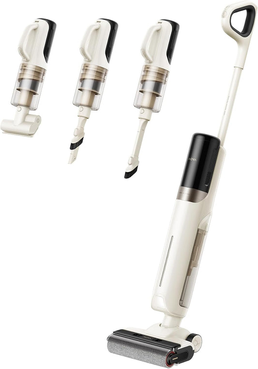 Mova K30 Mix Wet Dry Vacuum Cleaner, 4-in-1 Cordless Vacuum for Multi-Surface, 180° Lie-Flat Reach, 30Min 140°F Hot Air Drying, 0in Dual Edge, Powerful 18000Pa Suction Floor Cleaner for Pet Hair