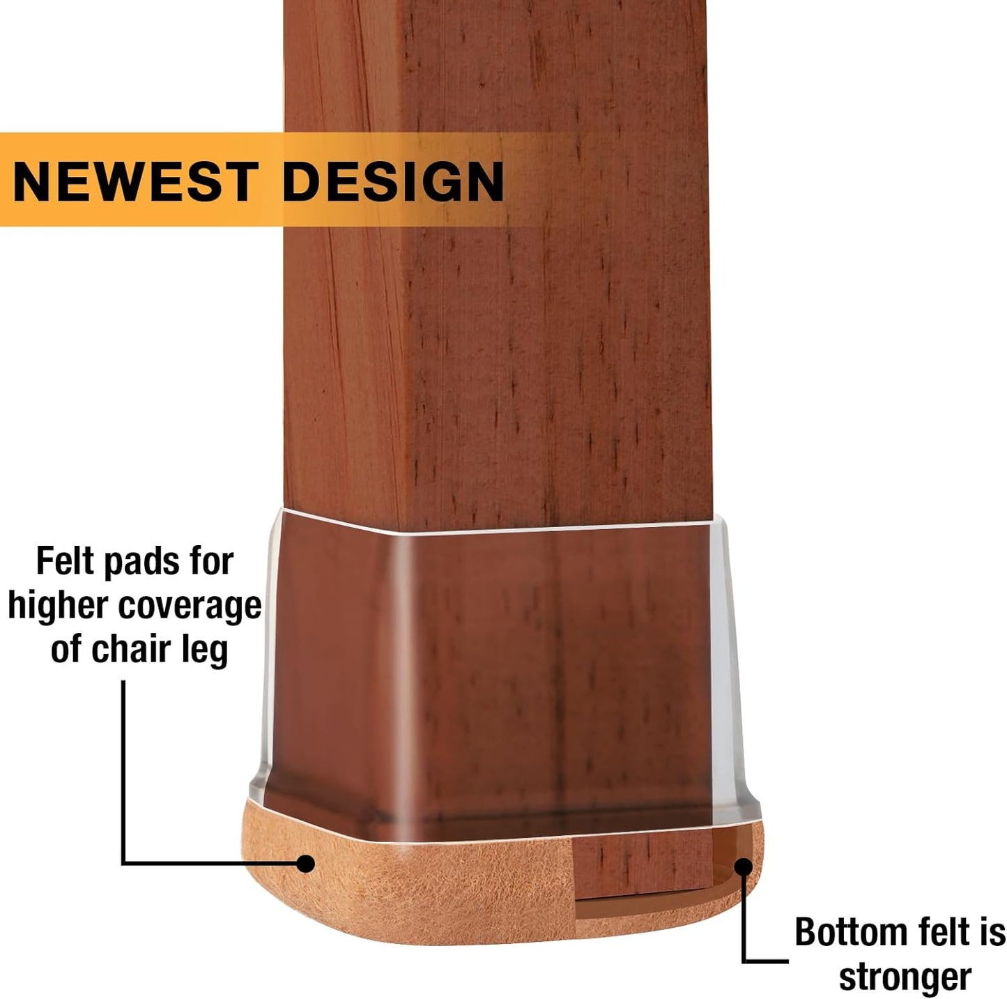 16 Pcs Rectangle Chair Leg Floor Protectors, Silicone Chair Leg Protectors for Hardwood Floors, High Elastic Chair Leg Cover for Chair Table Desk, Protect Wooden Floors from Scratching, Won't Tear