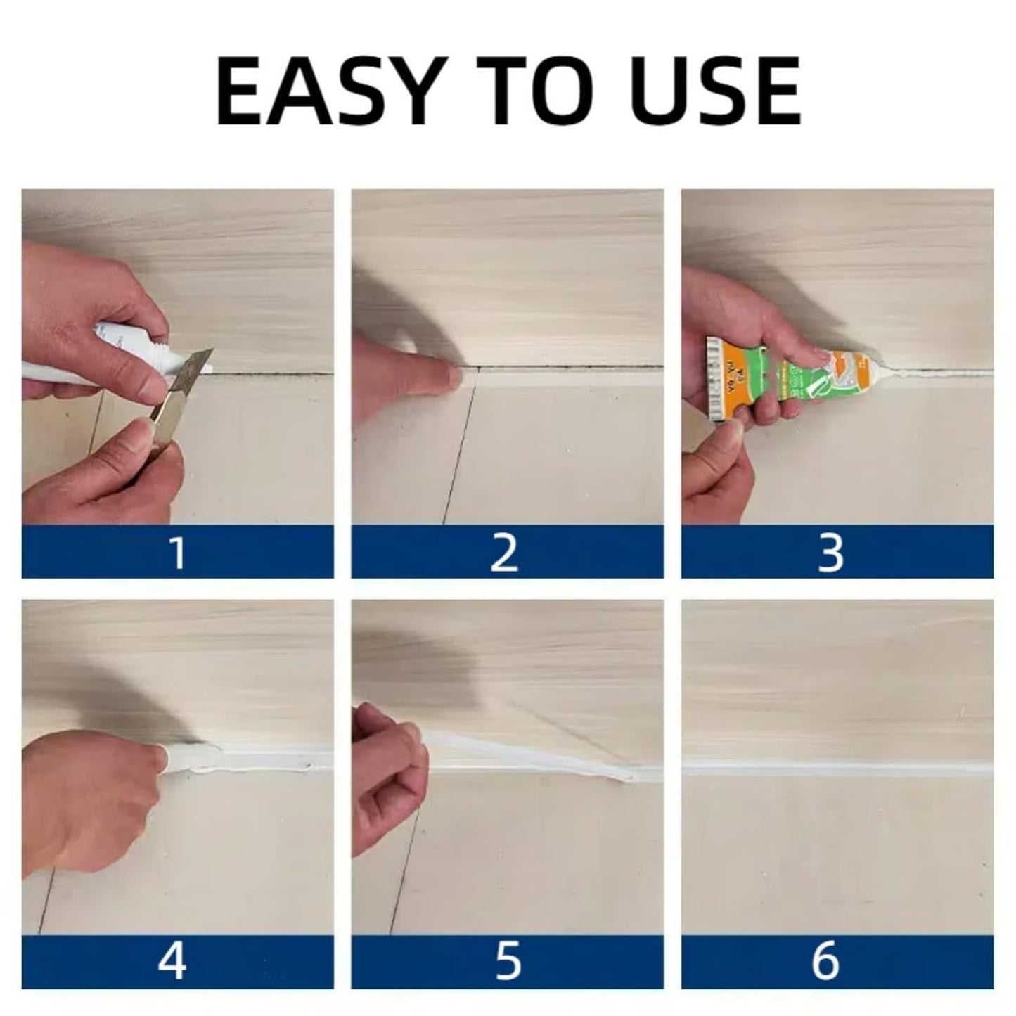 Waterproof White Grout Repair Kit, Grout Pen for Shower Tile, Grout Filler Repair, Squeeze Tube White Caulk, Waterproof & Moisture-Resistant, for Kitchen Bathroom (2)