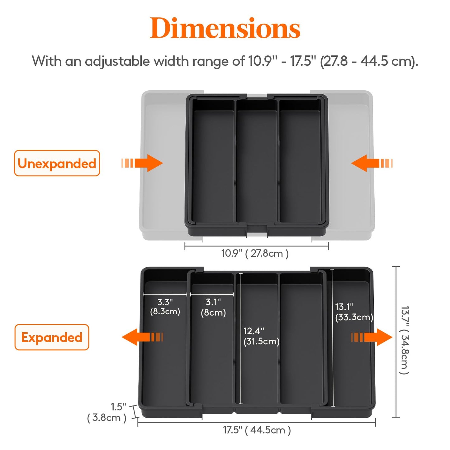 Lifewit Utensil Organizer for Kitchen Drawers, Expandable Cooking Utensil Tray, Adjustable Cutlery