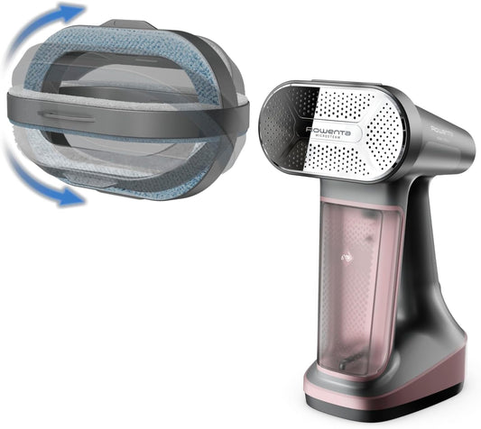 Rowenta Iron Steamer for Clothes, 3in1 Hand Held Steamers, Clothing Steamer, Ironing, Lint Remover, 7.1 Oz Tank, 1875 Watts, Auto-Off, Black & Pink, DR8865