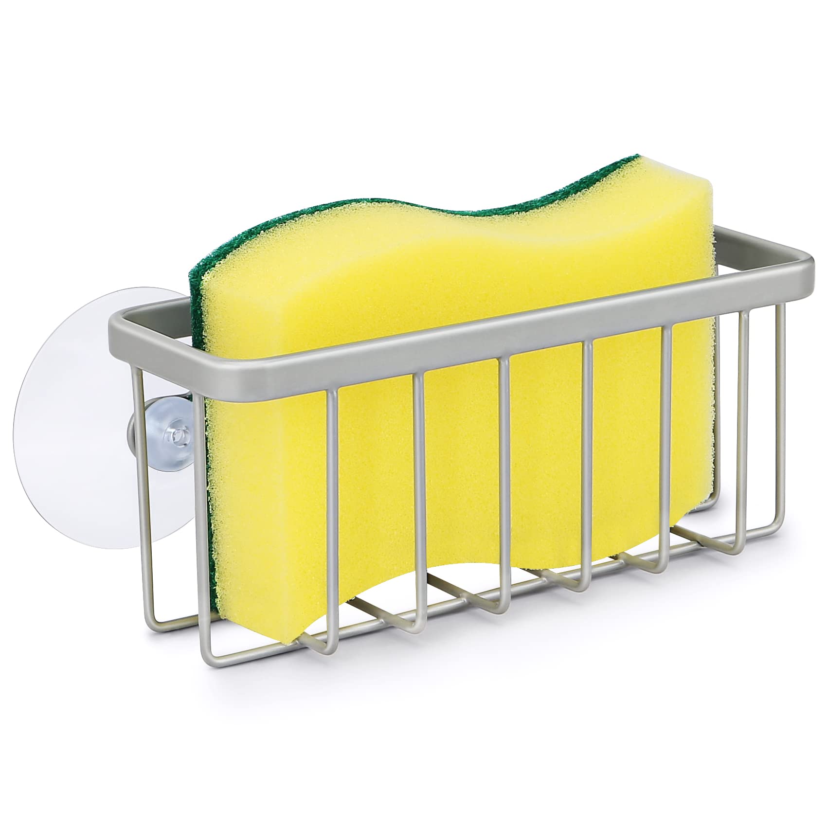 HLOOL Sponge Holder for Kitchen Sink, Kitchen Sink Caddy -Mat Silver